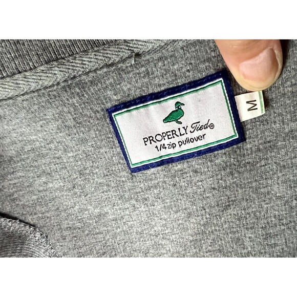 Properly Tied 1/4 Zip Long Sleeve Sweater  Women's Size M  Gray Knit Top w Logo - Picture 4 of 4